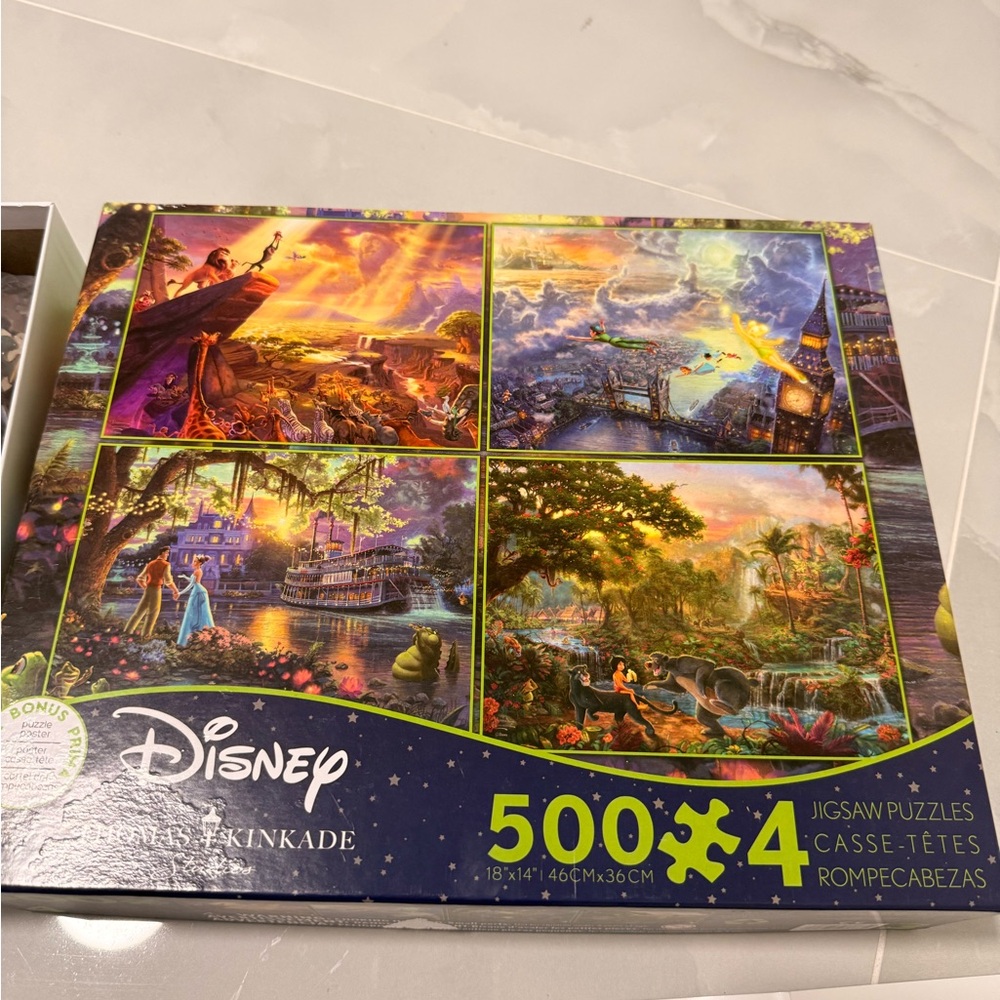 Disney Vibrant 4-Puzzle Set by Thomas Kinkade